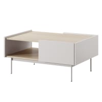 Mesa baja con 2 cajones en madera laminada 97x45 cm