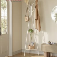 SONGMICS Porte-Manteau Sur Pieds Blanc - 12 Crochets, 4 Pieds, Idéal Entrée, Chambre Et Bureau RCR031W01