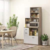 Armoire De Cuisine HOMCOM Avec Plan De Travail - Buffet Rangement 180 Cm Portes Coulissantes Et Tiroirs