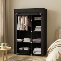 Armoire De Rangement Pliable WENKO Deep Black 75x150x50cm - Portable Pour Vêtements