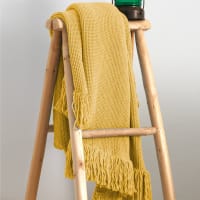Manta plaid sofá algodón nido abeja mostaza - fausto 130x170cm