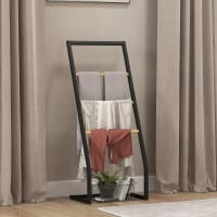 IDMarket - Porte-Serviettes Sur Pied 3 Niveaux Rita En Bambou - Rangement Salle De Bain