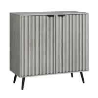 Buffet effet bois gris bords rainurés 2 portes 80*39*80cm