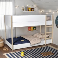 IDMARKET Lit simple HARPER 90 x 190 cm avec sommier bois blanc - Maison
