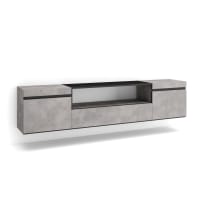 Mueble tv efecto madera cemento 200x35x45cm colgado-Cozy
