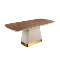 Mesa comedor rectangular nogal y madera beige-Table à manger