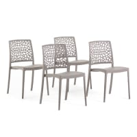 Lot De 4 Chaises Jardin Lucena Olive - Polypropylène & Métal Vert - Design Moderne Extérieur