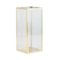 LaLe Living Laterne BATU 2er Set – Vintage Gold, Eisen & Glas – Windlicht Für Stumpenkerzen & Teelichter