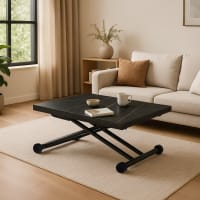 Table basse rehaussable en bois et acier noir Matika | Maisons du Monde