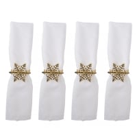 Anillos De Servilleta Copo De Nieve - Decoración Navideña Para Mesa - Oro Y Plata - Pack De 6