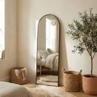Miroir Intégral, 150 X 40 Cm, Miroir Arqué Sur Pied, à Poser Au Sol Cadre En Alliage D%e2%80%99aluminium Verre Trempe Pour Chambre Salon Dressing Dore Clair