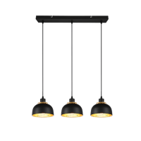 Lampada a sospensione Yaak, lampada a sospensione in metallo/legno in nero/marrone, 6 luci, 6 x E27, lampada a sospensione moderna, senza lampadina/e