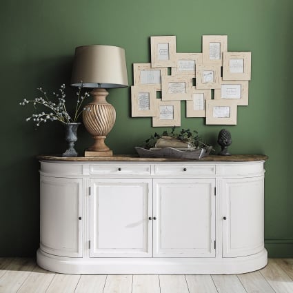 Sideboard in Elfenbeinoptik mit 4 Türen und 2 Schubladen, 190 cm breit Provence