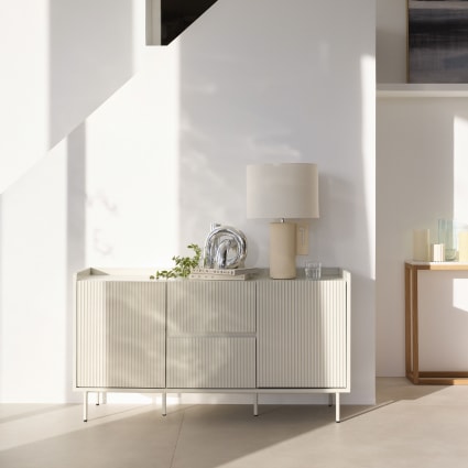 Sideboard mit 2 Türen und 2 Schubladen in Ecru, 140 cm breit Frame