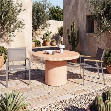 Runder Gartentisch aus Stein-Verbundwerkstoff für 4 Personen D120cm Khalari