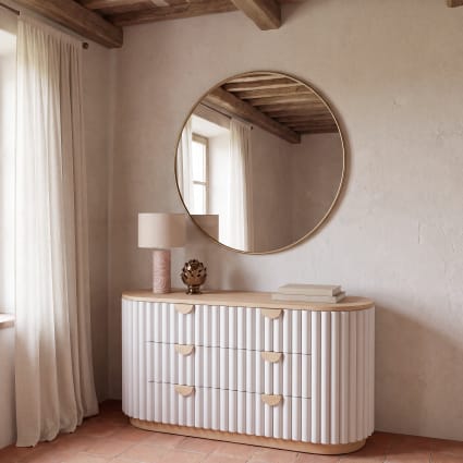 Miroir rond en acier doré Ø90 cm Clement Maisons du Monde