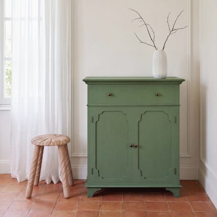 Khakigrünes Sideboard mit Antik-Effekt, 85 cm breit Selena
