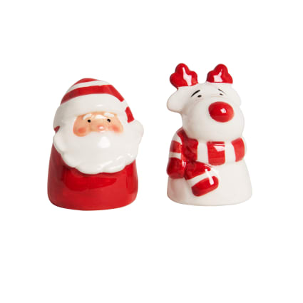Lot De 2 Salières Et Poivrières Père Noël En Céramique – Déco De Noël Pour Cuisine, 4,8 X 4,5 X 7,8 Cm