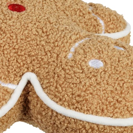Cuscino Natalizio Pan Di Zenzero - Morbido Peluche Decorativo Per Divano, Letto, Atmosfera Festosa