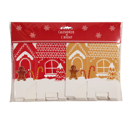 Ginger - Lot de 2 - Calendrier de l'Avent maison blanche, rouge et marron