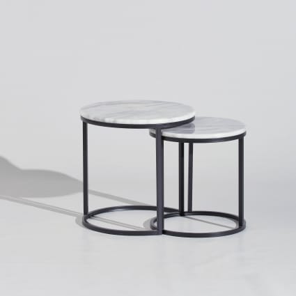 Set Di 2 Tavolini Bassi Da Caffè - Tavolini Da Salotto Neri In Vetro Temperato Bv941776 Bonnevie 67958812
