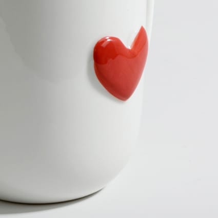 Blümelhuber Lot De 2 Tasses En Porcelaine Cœurs - 340 Ml Avec Couvercle Et Passoire, Rouge Et Blanc