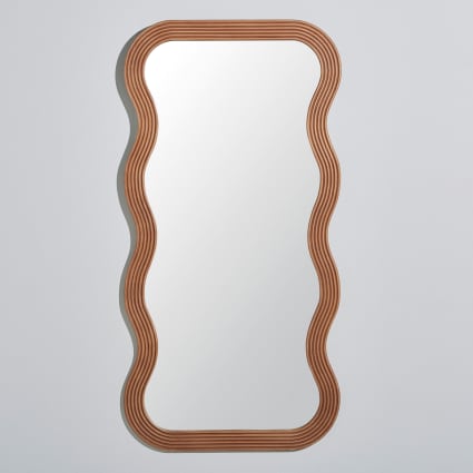 Grand miroir ondulé en bois de paulownia 80x160