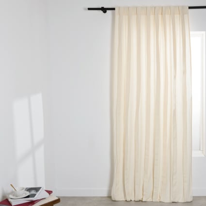Gardine mit verdeckter Schlaufenaufhängung aus dickem, gefaltetem, ecrufarbenem Baumwollstoff, einzeln erhältlich, 140 x 250 cm Blanca