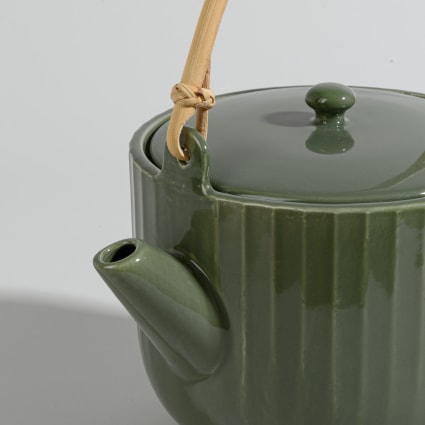 Theepot met zeefinzet 500 ml, groene keramische theepot met uitneembare