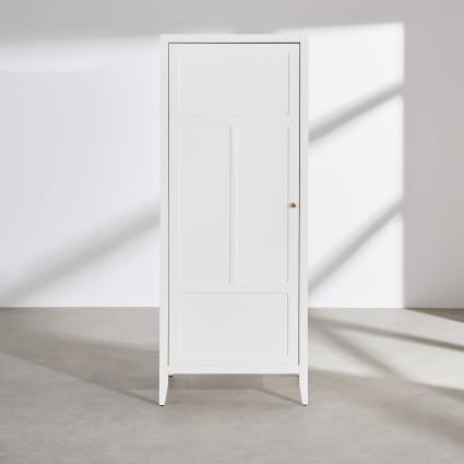 Weißer, eintüriger Kleiderschrank, 70 cm breit Chamarel