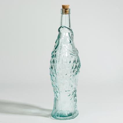 Cabilock Bottiglia di Vetro a Forma di Pesce Elegante Tappo in Sughero, Vaso Decorativo Delicato per Fiori, per Decorazione Casa e Ufficio