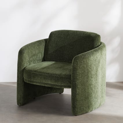 Fauteuil en textile tramé vert