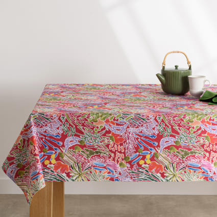 Tischdecke aus beschichteter Baumwolle mit mehrfarbigem Blumenmuster, 150 x 150 cm Musa