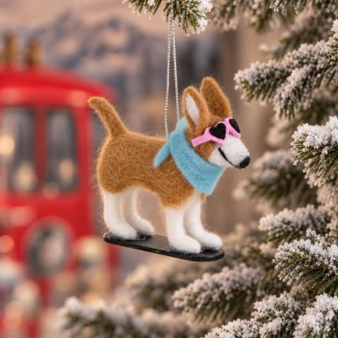 Suspension de Noël chien à lunettes en laine, Maisons du Monde