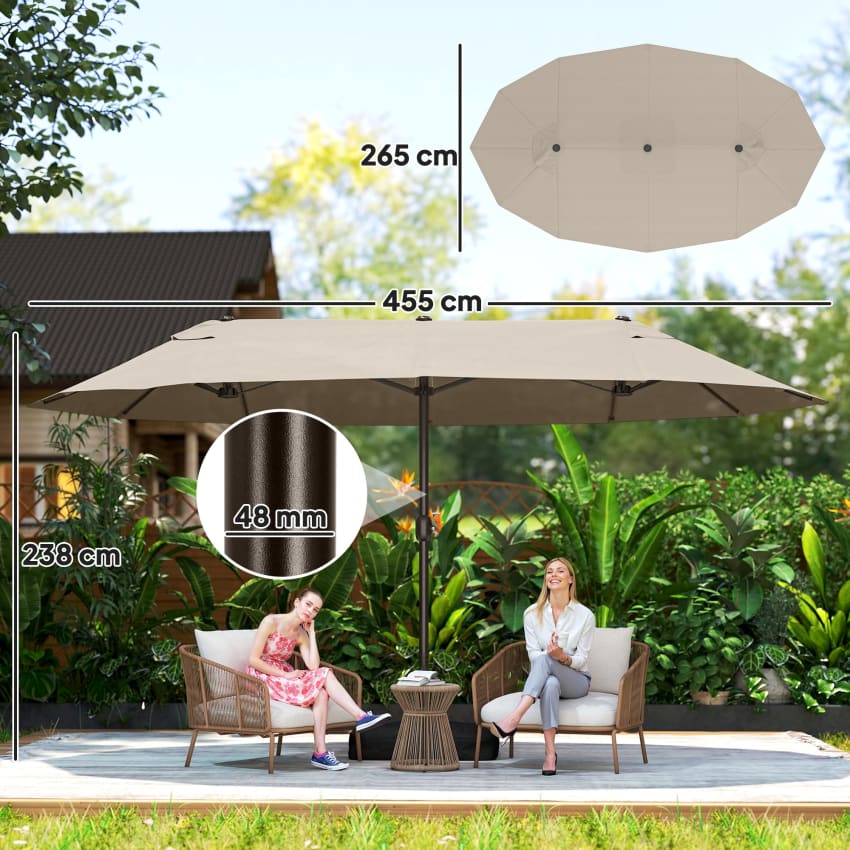 Ombrellone da giardino metallo e tessuto grigio chiaro ⌀ 255 cm BAIA