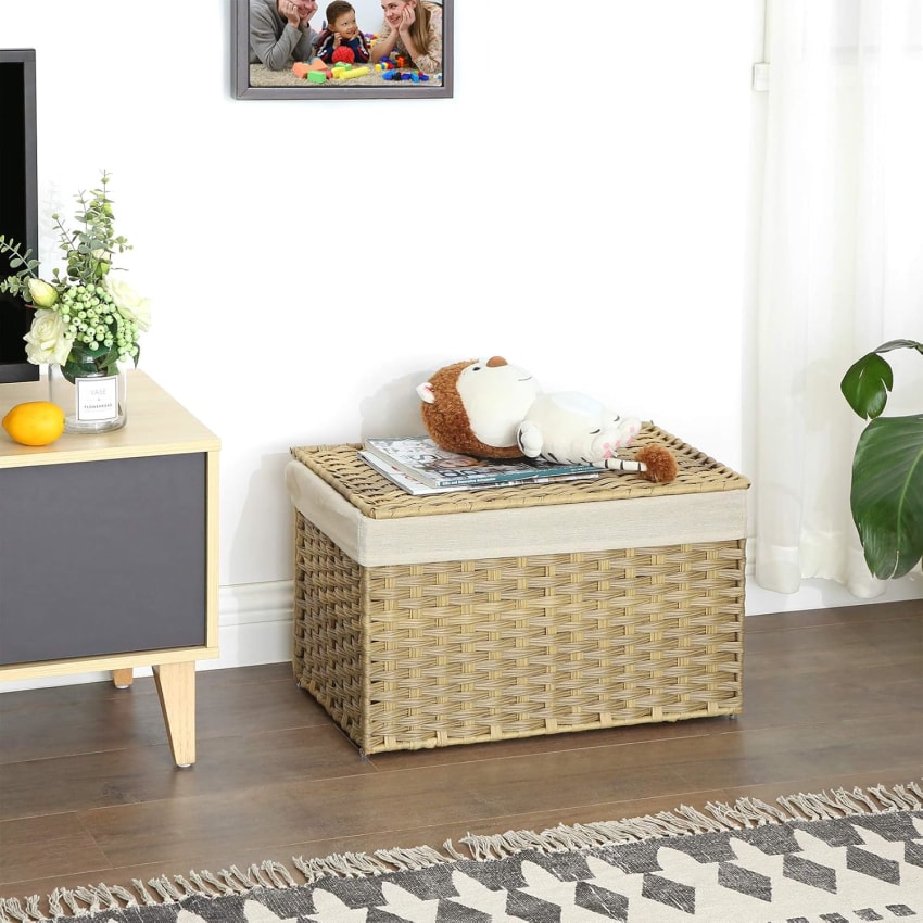 Galileo 5914104 Tavolino Da Giardino Esterno Basso Quadrato In Resina Effetto Rattan 43x43x42,5h