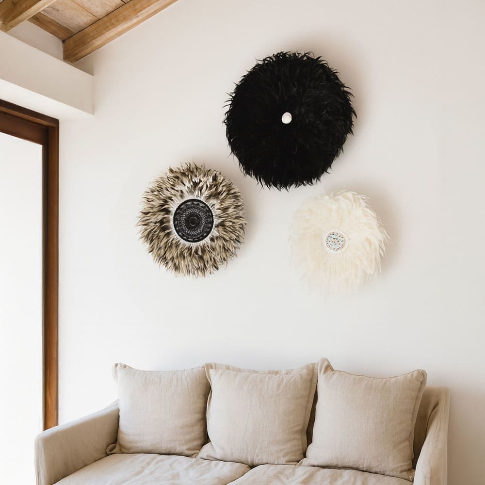 Décoration Murale Juju Hat 60cm Paille Laine Coquillages Bali