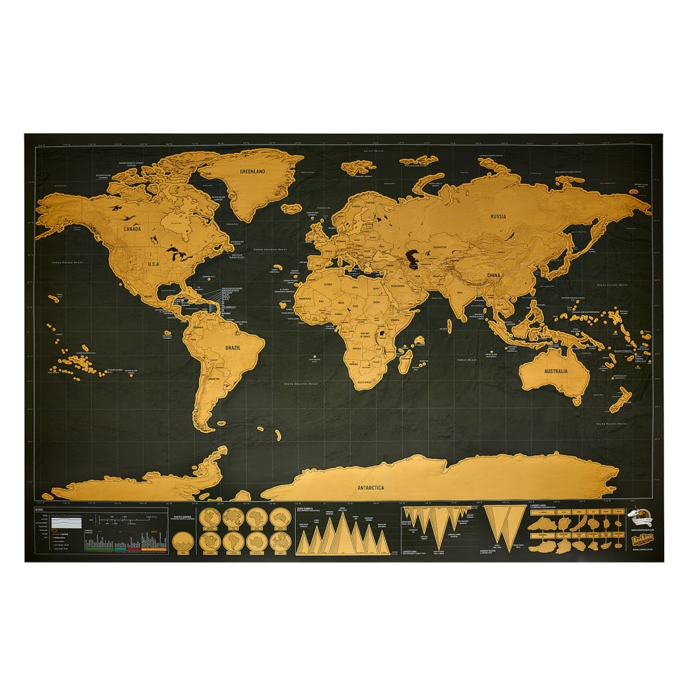 Poster Monde Scratch Off Voyage Map Monde Envami® Carte Du Monde A Gratter - 68 X 43 CM - Or Rose Cadeau Voyageur