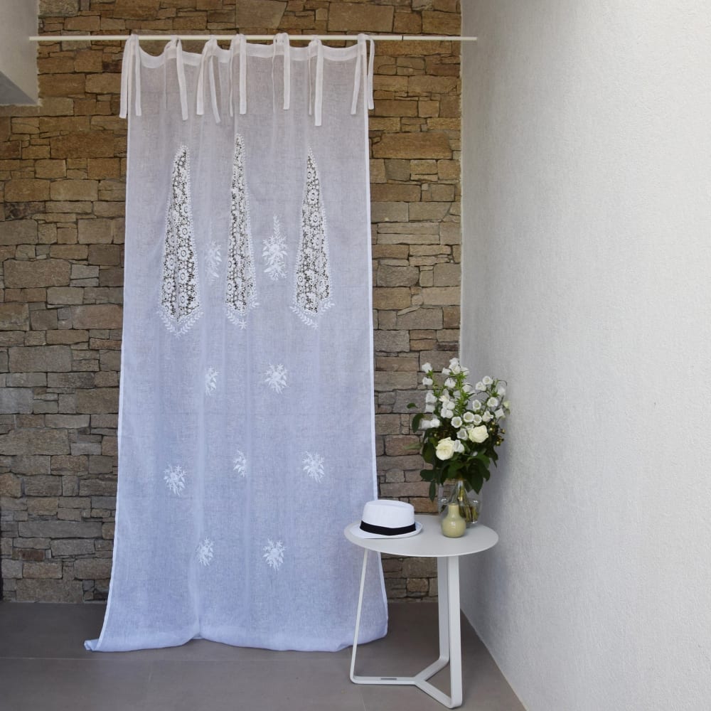 Rideaux Chez Moi En Lin Et Dentelle – Gris Foncé – 3m X 2m – Neuf Avec Petits Défauts