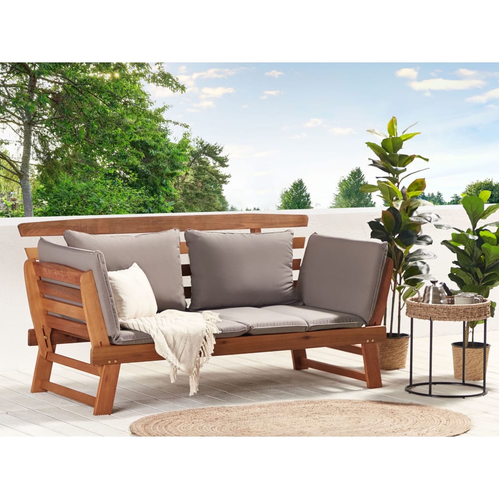 Gartenbank mit Auflage 2 Personen aus Eukalyptus, braun Portici