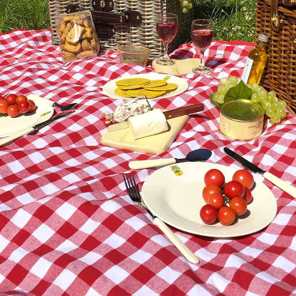 Wasserdichte Picknickdecke XL 280 x 140 cm mit rot Karomuster