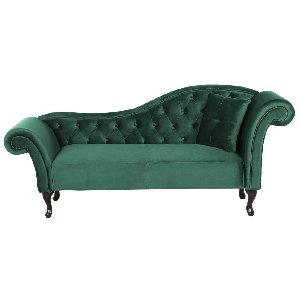 Chaise longue velluto verde smeraldo versione destra LATTES II | Leroy