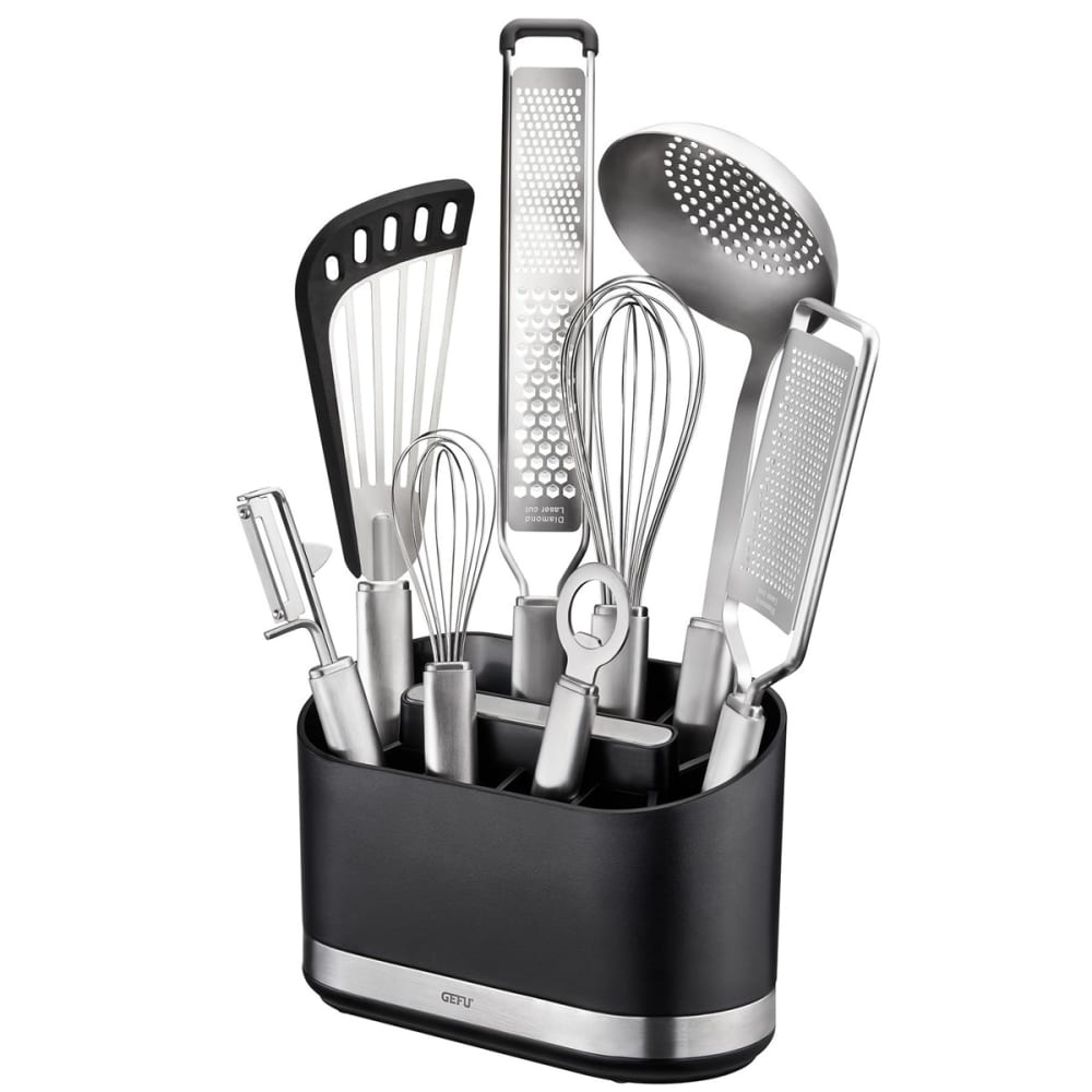 VOSAREA Porte-Ustensiles Acier Inoxydable Avec Plateau - Support Cuillère Et Spatule Cuisine