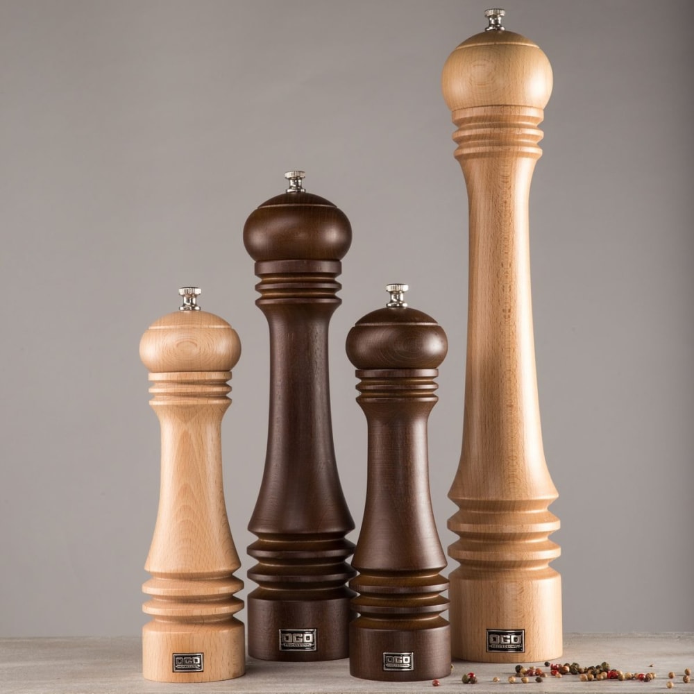 Olympia Grand moulin de table sel / poivre en bois foncé, bois foncé, dimensions : 61 (H) cm, mouture réglable, moulin à sel ou à poivre avec dessus remplaçables S & P