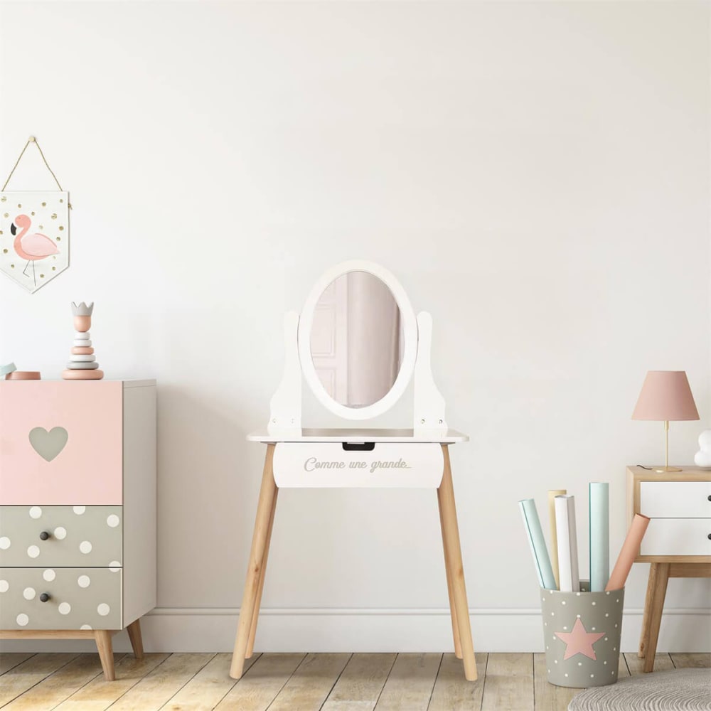 Coiffeuse Miniature pour Maison de poupée, Meubles de Chambre à Coucher, matériau en Bouleau (Blanche