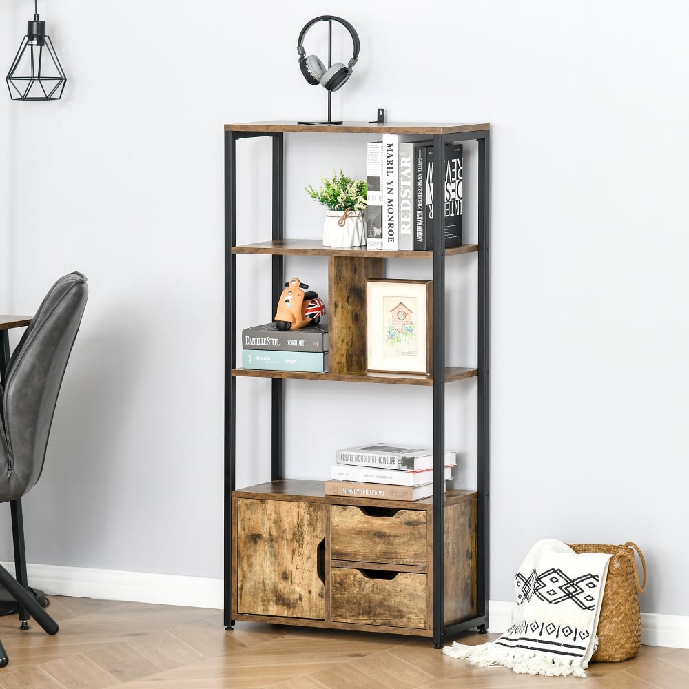 YITAHOME Bibliothèque à 5 Niveaux, étagère à Livres sur Pied, étagère en Bois et Cadre en