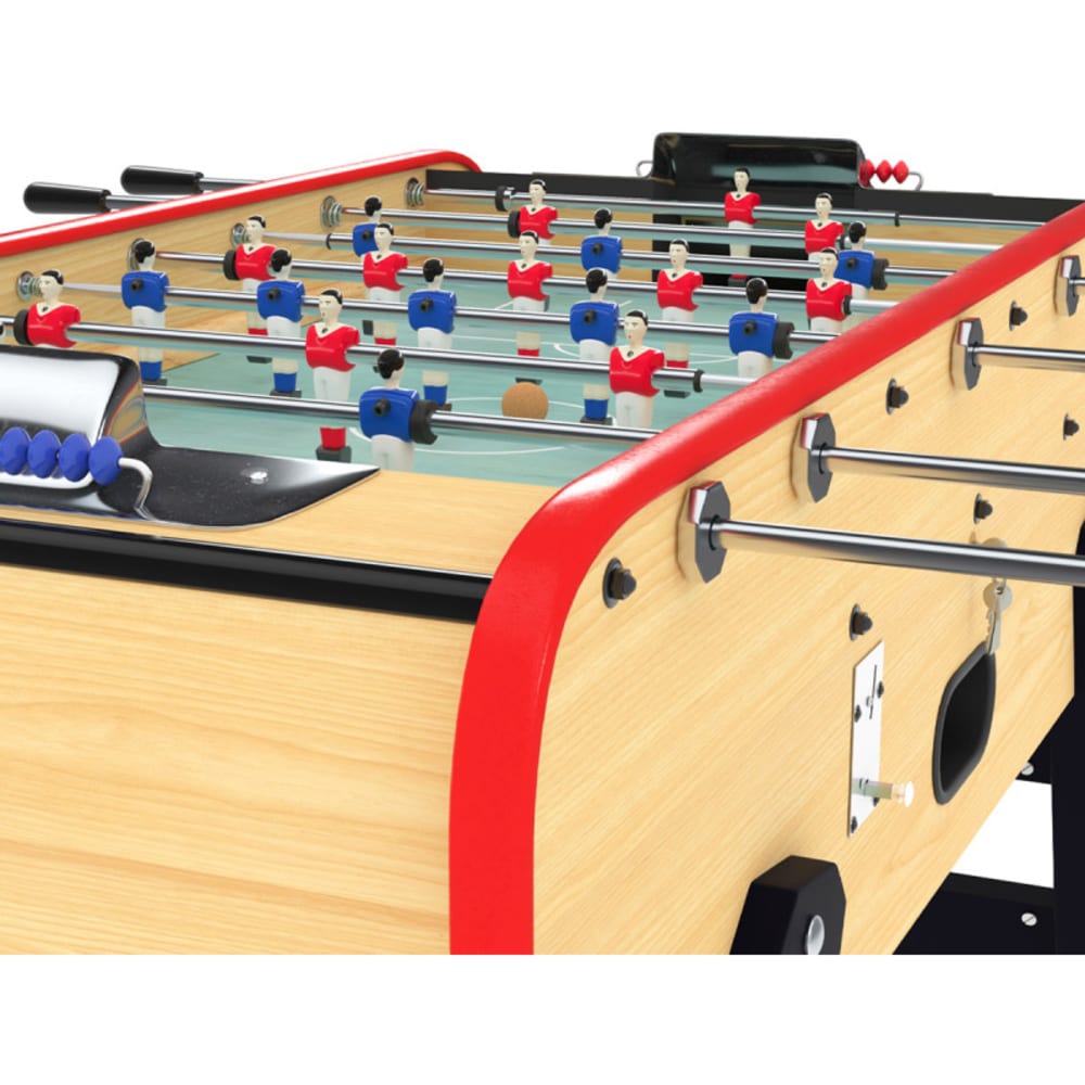 Babyfoot adulte luxe en bois style bistrot avec monnayeur - 10 balles liège - 30 jetons fournis