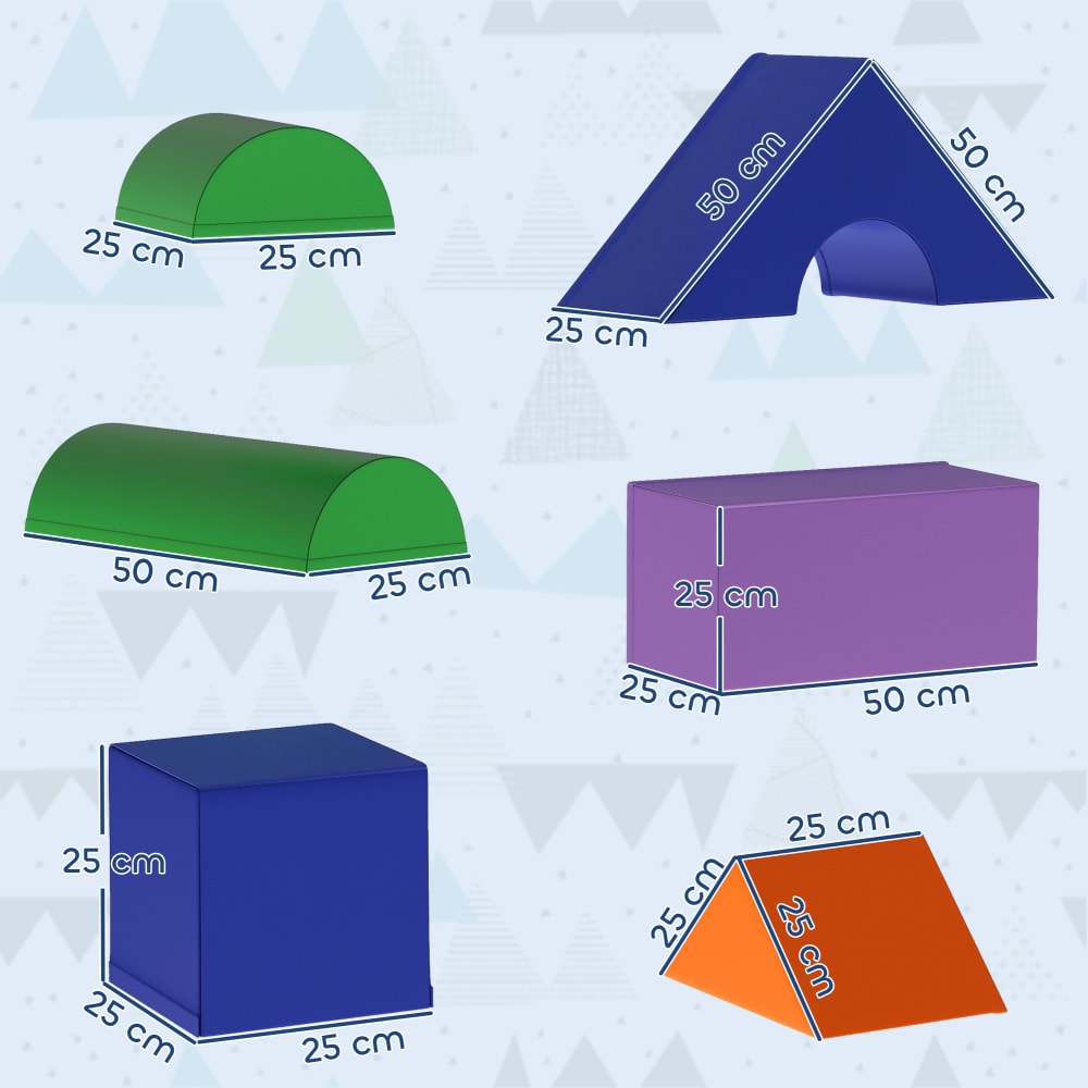Lot de 6 grands blocs de construction en mousse pour enfants-Blocs de construction géants-Kit de château - Multicolore - Jeux - Jouets