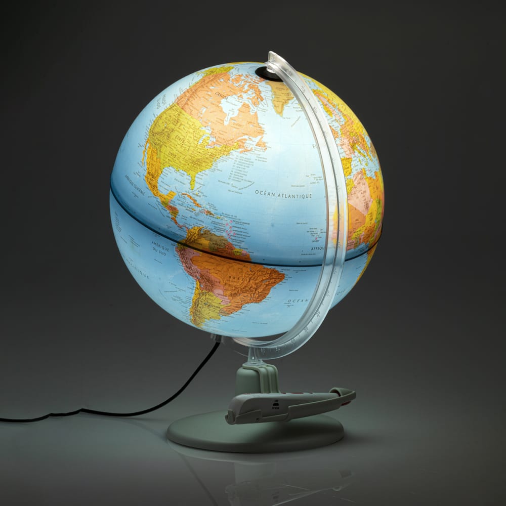 ORBIT Globe Enfant Lumineux 30 Cm – Cartes Françaises Illustrées Animaux & Monuments, Socle Anti-Choc, Lampe Ambiance & Éducative