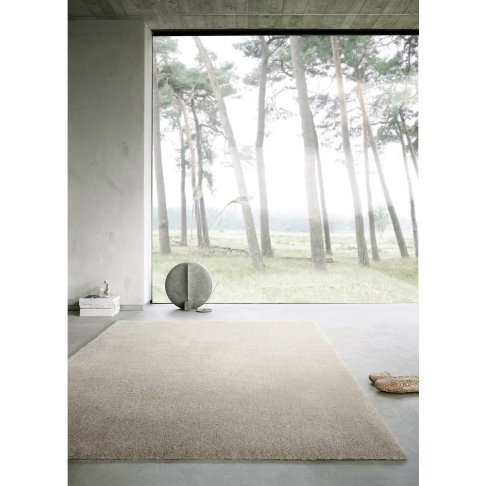 Moderner Hochflor Teppich beige grau, Wohn-, Schlafzimmer 160x230 Emilia